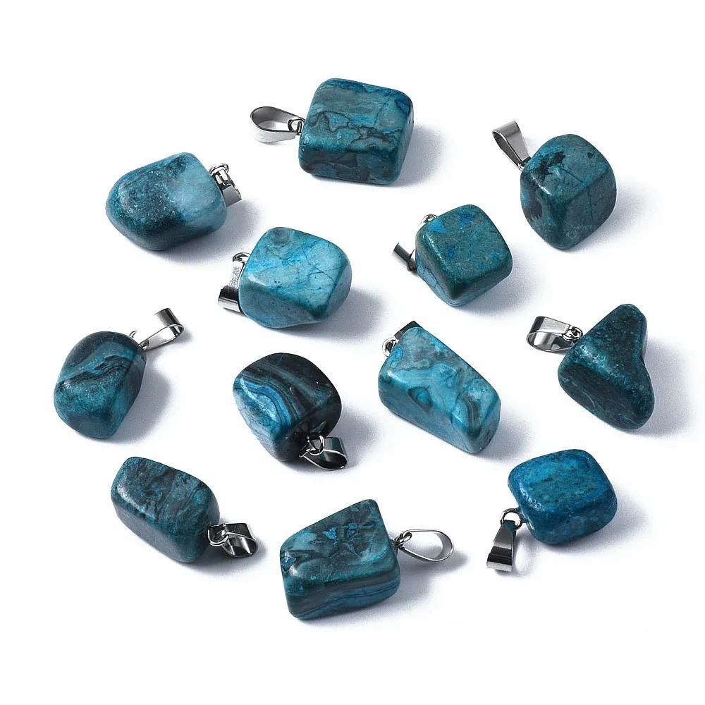 

1box 24pcs Agate Pendants with Stainless Steel Snap On Bails Nuggets Dyed