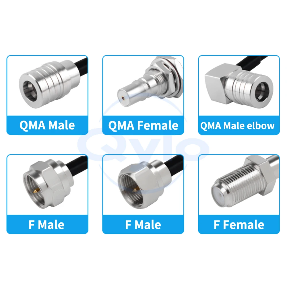 (1 pcs) QMF to F - type Connector Male / Female Ends RG316D Brown Double - Shielded Cable 0-6GHz QMA to F RF Adapter Cable