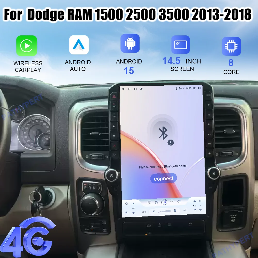 

14.5" Android 15 For Dodge RAM 1500 2500 3500 2013-2018 Car Audio Player Bluetooth Multimedia Radio Carplay GPS Head Unit 360 4G