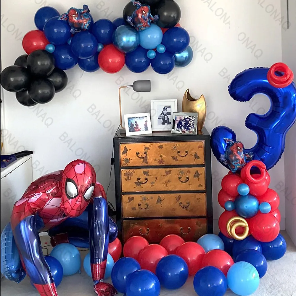 

Big 3D Spiderman Balloons Garland Arch Kit Red Blue Latex Balloons 1-9 Kids Birthday Party Decor Superhero Theme Air Globos