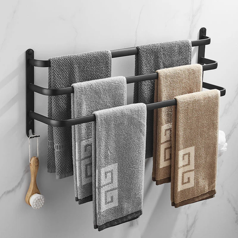 No Punching Bathroom Facilities Bathroom Accessory Towel Bar Bath Towel Rack Bathroom Shelf Hanging Double/Triple- Layer