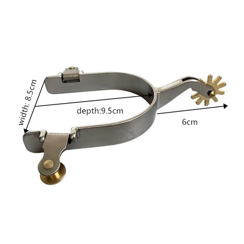 Éperon Western Horse en acier inoxydable, boutons Rowel en laiton, équipement cheval