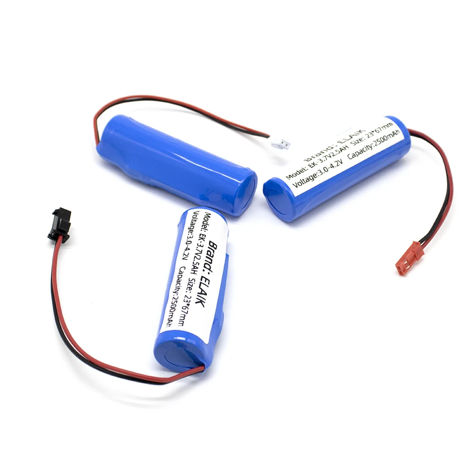 3.7V 2500mAh 18650 Li-ion battery with built-in battery protection board with PCB protection XH 2.54 JST SM 2P Plug