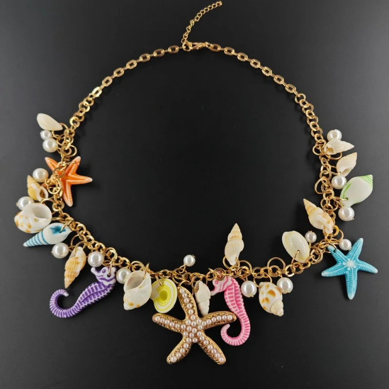 

Summer Beach Jewelry Starfish Series Necklace Bracelet Shell Conch Shell Mixed Multi-element Necklace