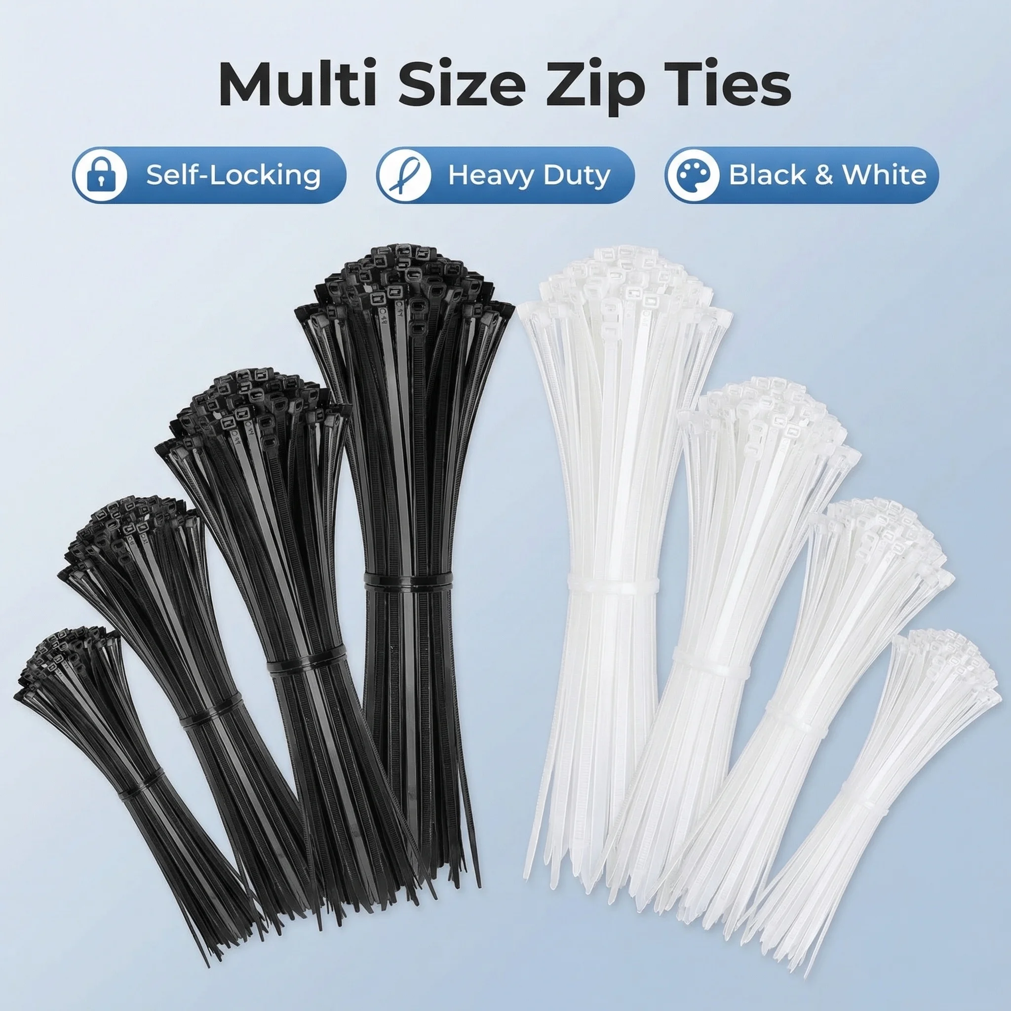 

1000Pcs Self-locking Plastic Nylon Fixed Cable Tie Strap 3x300mm 4x300mm 5x300mm White/Black Wire Bundling Cable Bundling Strap