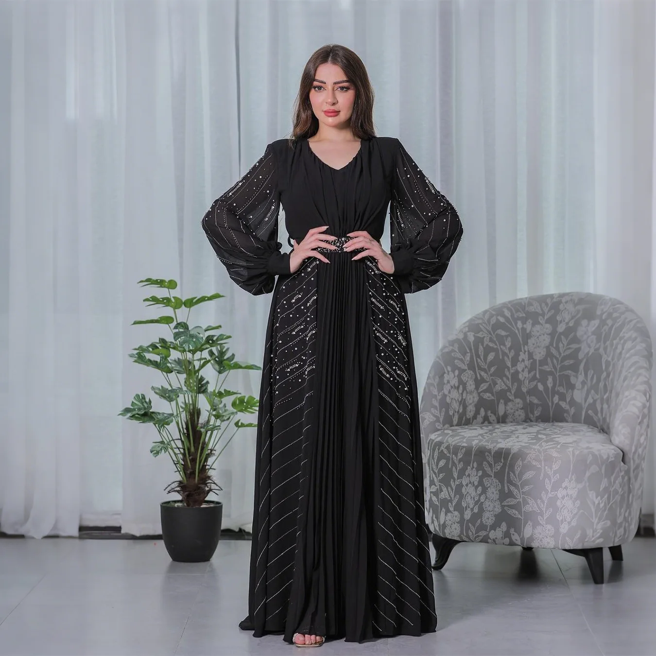 Mode Vrouwen Lange Jurk Moslim Abaya Diamanten Party Gown Dubai Kaftan Eid Djellaba Islam Jalabiya Vrouwen Musulmane Vestidos Gewaad