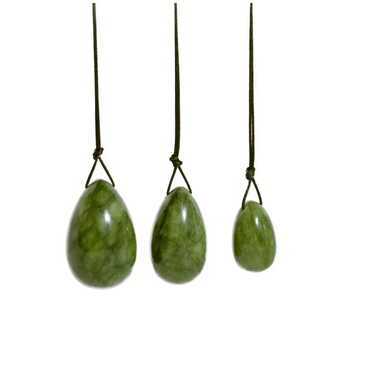 

Drilled Xiuyan Jade Egg Set Natural Stone Jade Massage Yoni Ball Pelvic Kegel Exercise Tool Tightening Vaginal Muscle