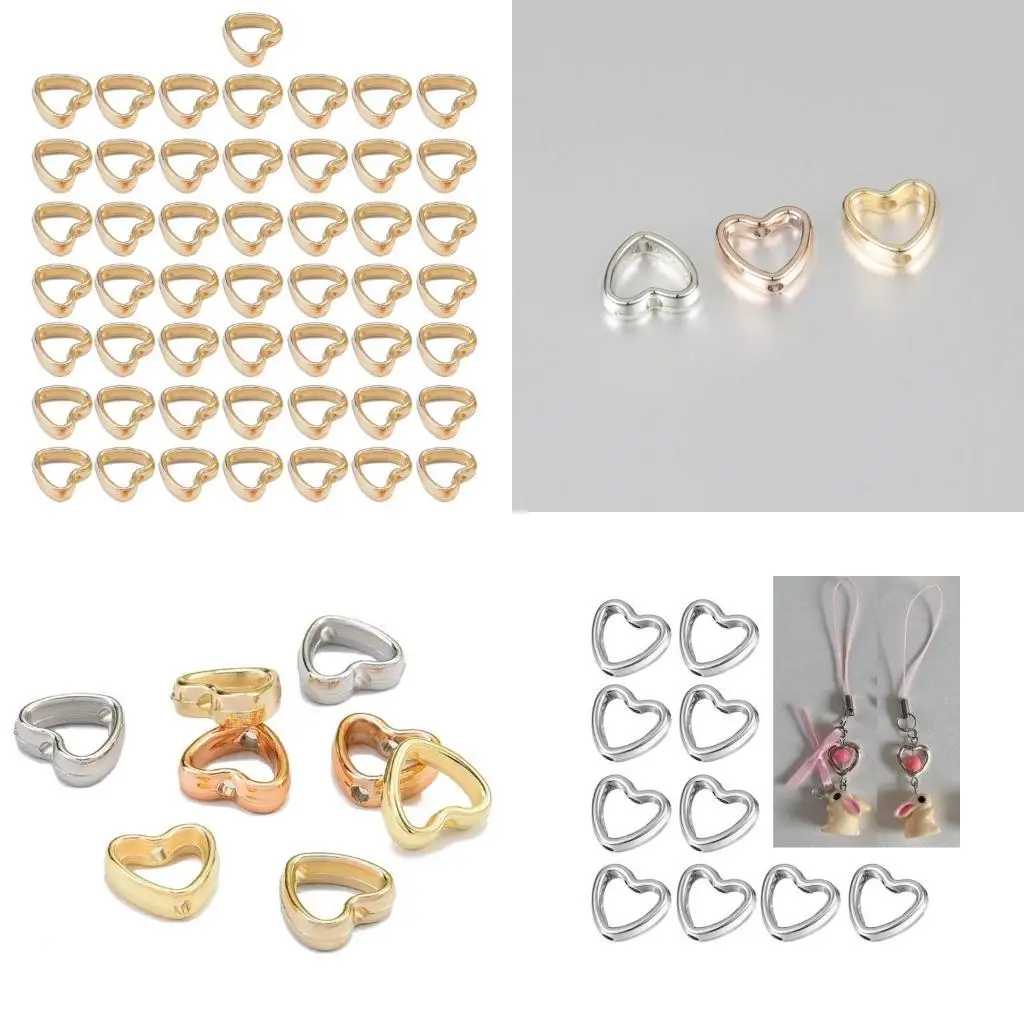

31BB 50 Pack Hollow Heart Beads CCB Material Spacer Connectors for DIY Jewelry