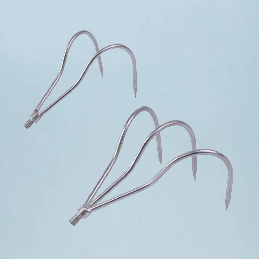 2 pcs Stainless Steel Fishing Tines Rake Durable Portable Fish Grabing Seaweed Cleaning Garden Planting Telescopic Rod