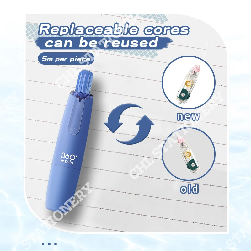 10 large-capacity double-sided tapes, 4 main bodies + 6 replacement cores, for handicrafts, gift packag, notebooks and student