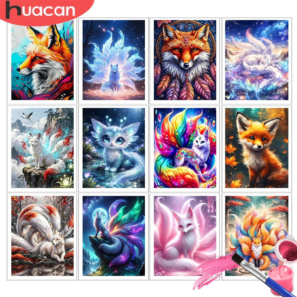 HUACAN Malen nach Zahlen auf Leinwand, Fuchs-Tiermotiv, für Erwachsene, zum Zeichnen auf Leinwand, Kunst, Heimdekoration, Gemälde für Kinder