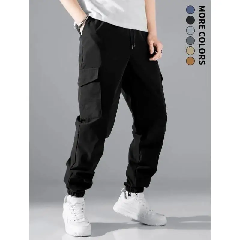 

New Men's Casual Pants Straight Leg Sle Winter Collection ex PVC Material Paratrooper Pants Faionable Neutral Wear