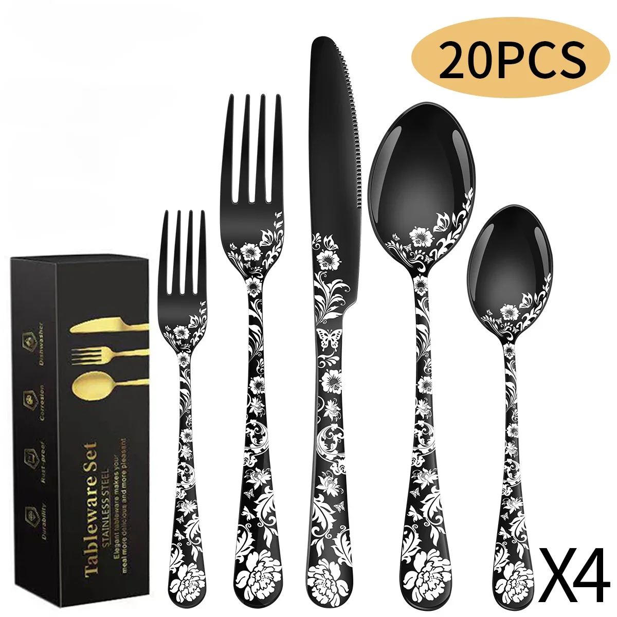 

New Pattern Stainless Steel Tableware 20-Piece Suit Hotel Western Food/Steak Knife, Fork and Spoon spoon and fork set