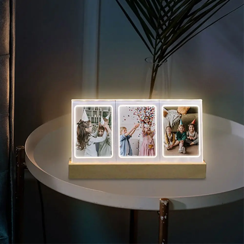 Instant Camera LED Light Photo Frame Acrylic Transparent 3 inch Picture Holder Home Decor 3 in 1 for Fujifilm/Polaroid