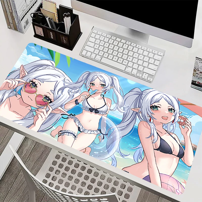 kawaii Mouse Pad Big Size Laptop Desk Mat Non-Slip Anime Keyboard Pad F-frieren Beyond Journey End xxl Gaming Extended Mousepad
