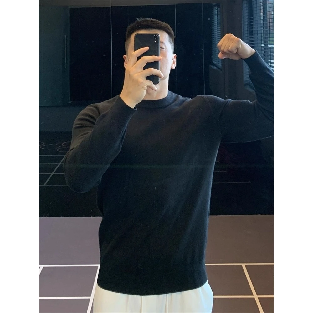 الرجال الخريف الشتاء حجم كبير 300 Pou الحرير الصوف الداخلية محبوك سترة Fitn ملابس طويلة Sve عادية Sle Thiened #3