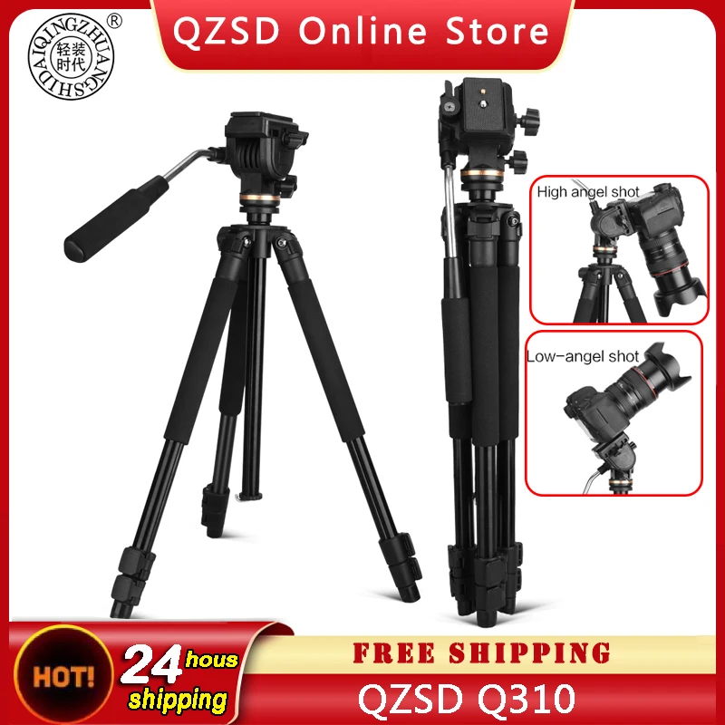 

QZSD Q310 Professional Tripod Travel Tripod Handle with 360 Degree Panorama Platform Panhead for Low Angle Shooting 152cm Max