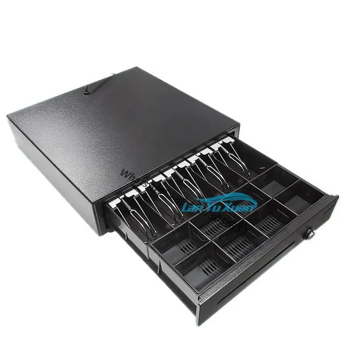 2 Pcs Smart Cash Drawer Box with Bill and Coin Tray for POS  Register Restaurant   17 Inch Computer  System