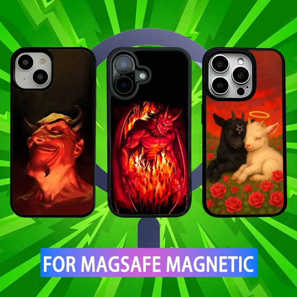

Hell Satanic Goat Phone Case For iPhone 16,15,14,13,12,11,Pro,Max,Plus,Mini,SE New Magsafe Magnetic Wireless Charging