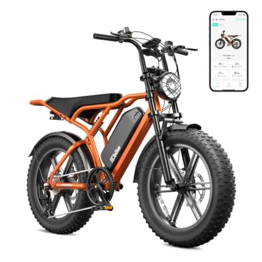 

Electric dirt bike for adults: 1500W peak motor, 28 MPH, 60/100 miles range, 48V 15Ah/25Ah removable battery, 20 fat tires, ful
