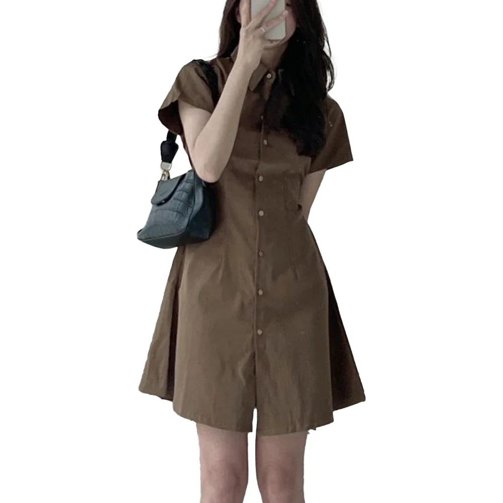 All Seasons Womens Shirt Dress Casual Daily Female Microelasticity Regular Length Solid Color New Stylish Fashion