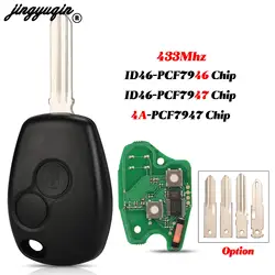 jingyuqin 2 Buttons 434MHz For Renault Trafic Vivaro Primastar Movano Dacia PCF7946 7947 7952E Chip Smart Remote Car Key Fob