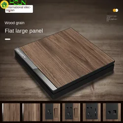 New style wood grain switch socket panel 86 type 1 2 3 4 gang 1 2 way Pc panel with LED light switch Hotel KTV TV net socket