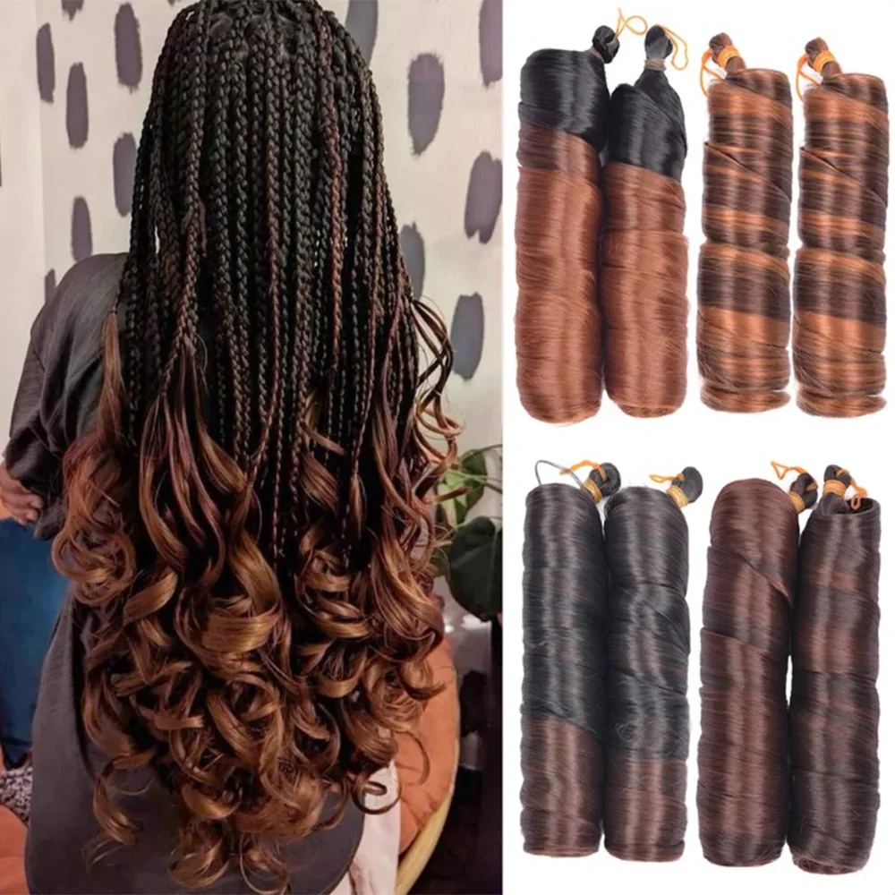 Loose Wave Braiding Hair Synthetic Spiral Curls Crochet Hair Extensions Pre Stretched French Curls Ombre Braids Hair For Women