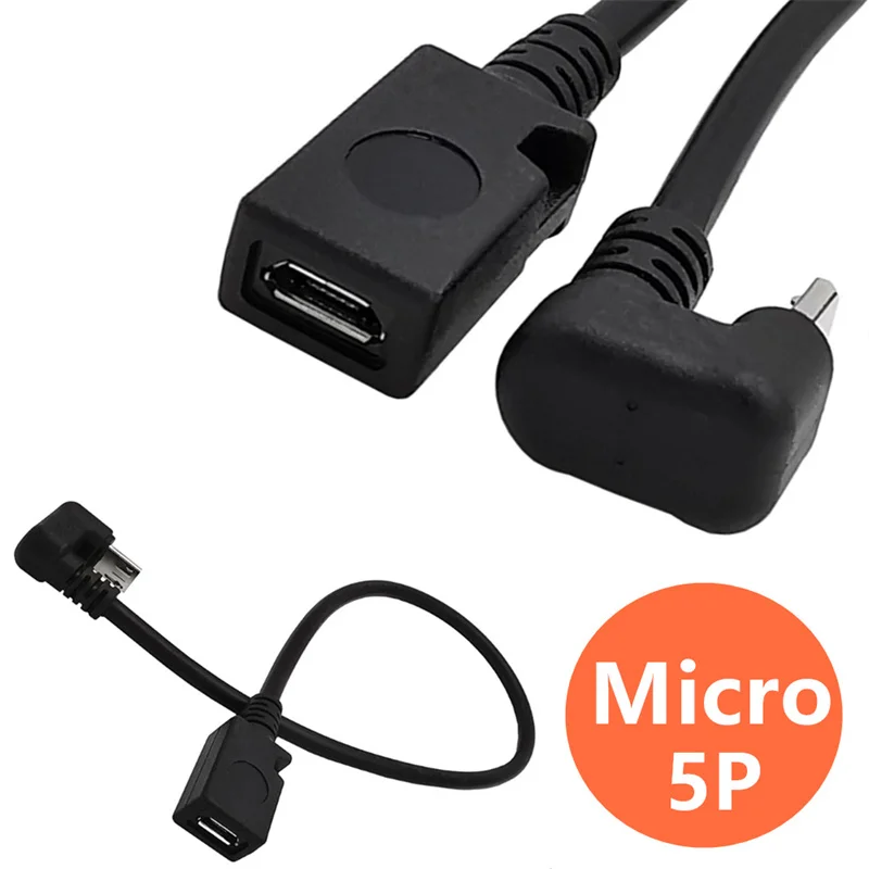 U Type 90 micro 5Pin make mobile data charging cable ANDROID PHONE TABLET PC game power transfer cable 0.3m