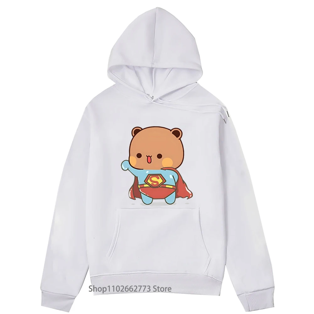 

Kawaii Here Come Super-hero Dudu Graphic Hoodies for Girls Cute Panda Bear Print Women Clothing Men's Streetwear Y2k Sudaderas