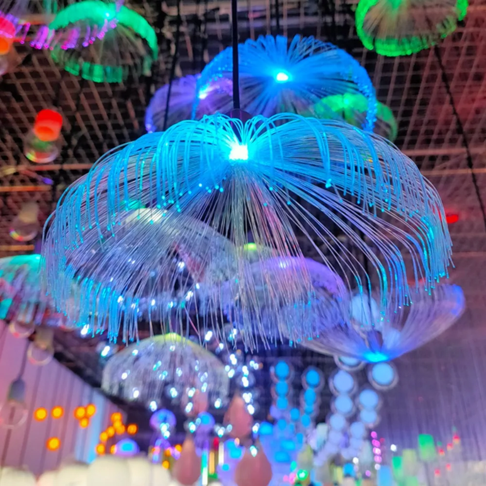 Fiber Optic Filament Jellyfish LED Light Waterproof Shell External Controller Atmosphere Decor Light Color Changing Effect