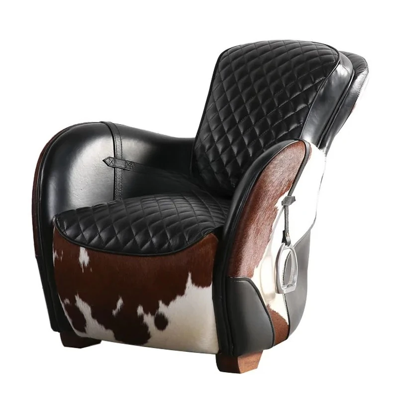 

Saddle Chair Industrial Style Full Leather American Classic Tiger Chair Single Casual Armchair