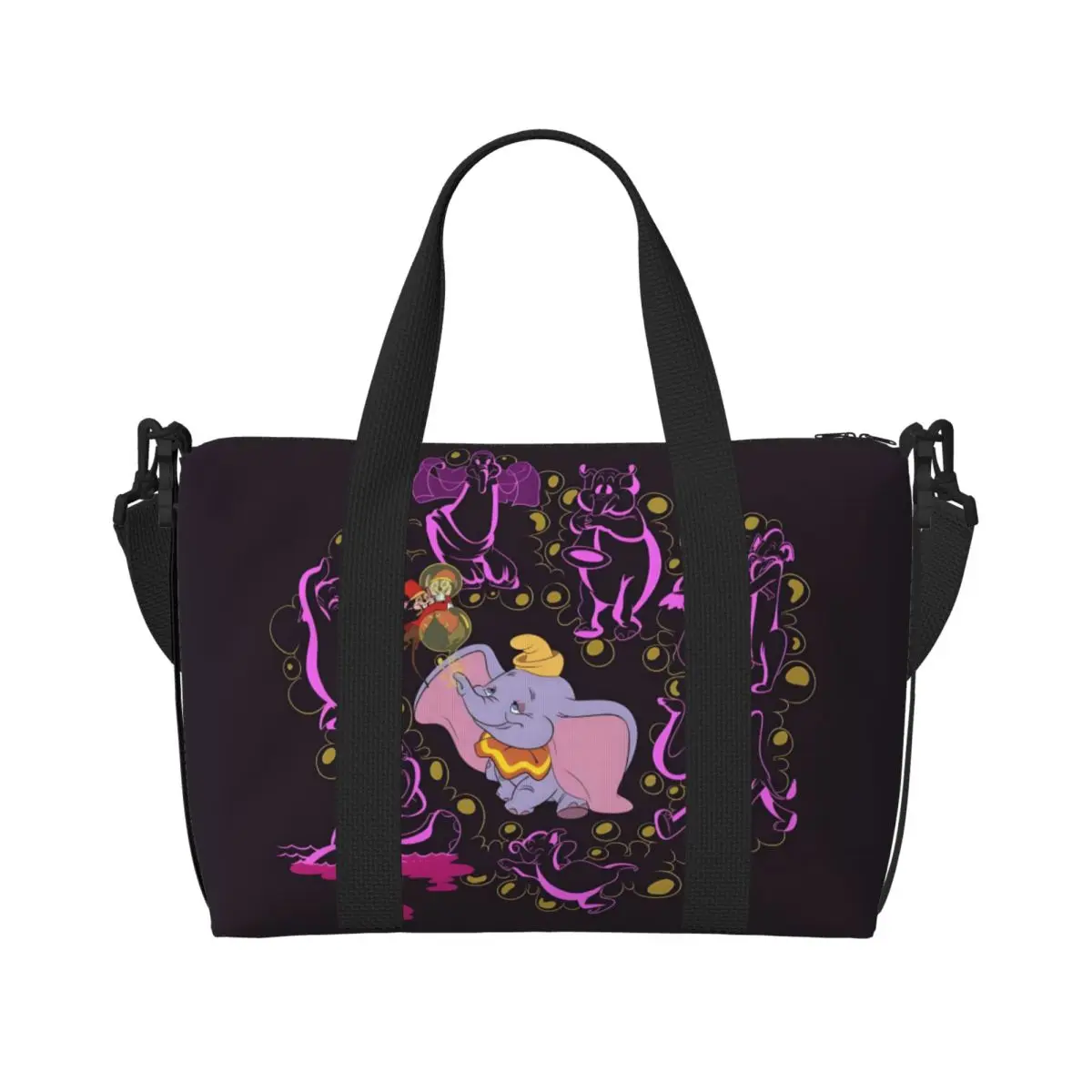 

Сумка-шоппер с изображением слона Дамбо, большая вместительная сумка для покупок, милая сумка с изображением слона для женщин Пляжные, спортивные и дорожные сумки