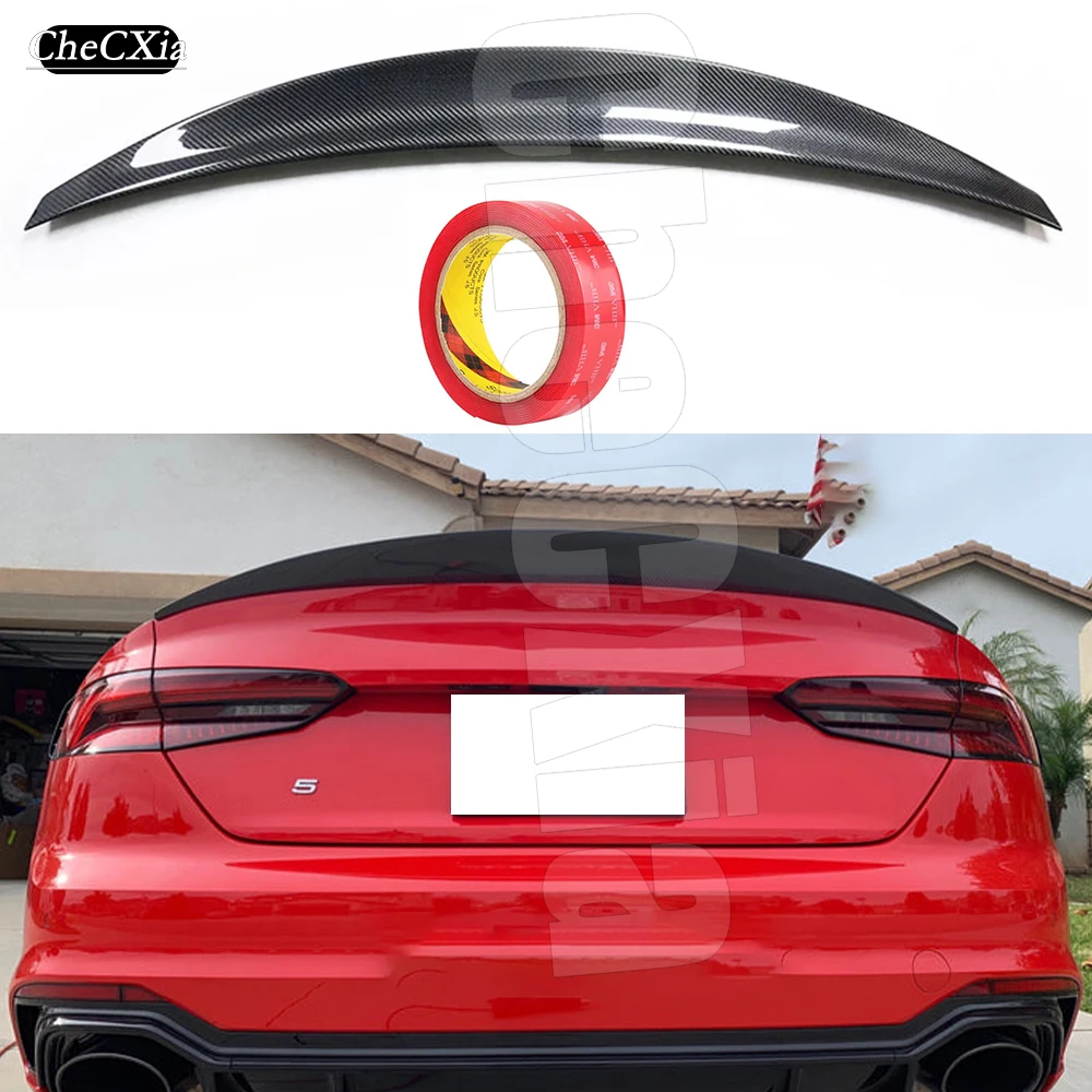 Suitable For 2017-24 Audi A5 S5 RS5 2 Doors Sedan HK Style High-Quality Fiberglass Rear Spoiler Rear Trunk Lid Spoiler Rear Wing