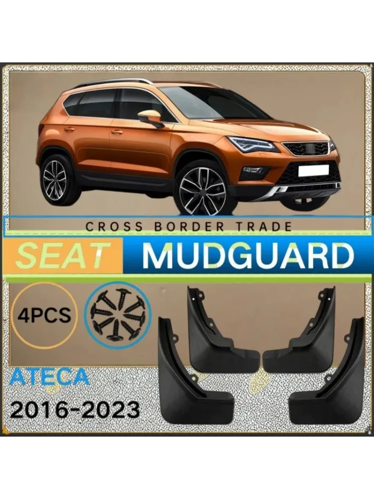 Für SEAT Ateca KH7 2017~2024 4-teiliger Hinterer Spritzschutz Vorderer und Hinterer Schmutzfänger Kotflügelabdeckung Schmutzfänger-Set Auto-Zubehör