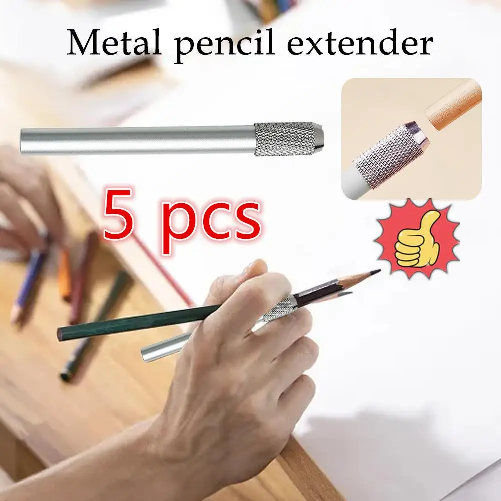 

5pcs Metal Bracketss Metal Wooden Wooden Extender Pencils Metal Wooden Double Head Stainless Steel Colored Holders Short