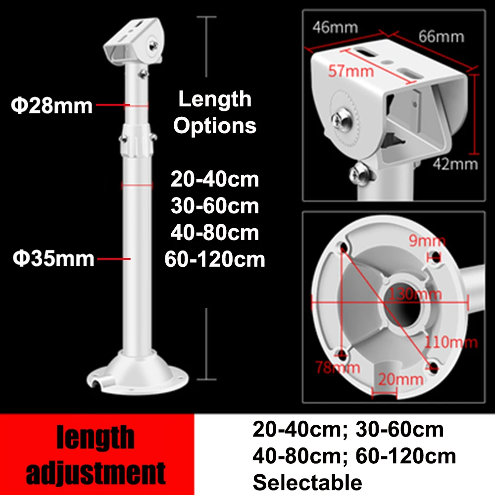 Aluminum Alloy Telescopic Extension Twin Cameras Support Security Camera Ceiling Mount Bracket for Double Surveillance Camera