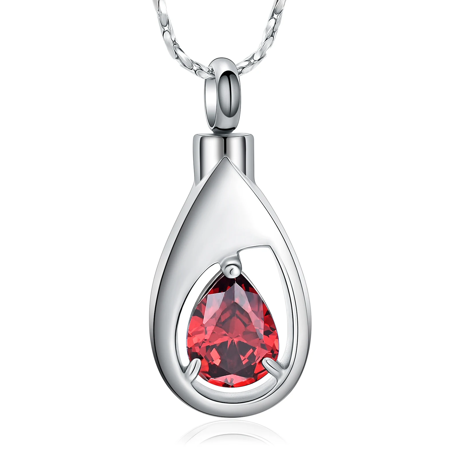 Cremation Jewelry Teardrop Urn Necklace for Ashes for Women Birthstone Memorial Keepsake Necklace of Loved One