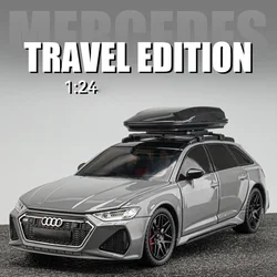 1:24 Scale Audis RS6 Sport Travel Diecast Car Metal Model With Light And Sound Vehicle Alloy Toy Collection For Boys Gift