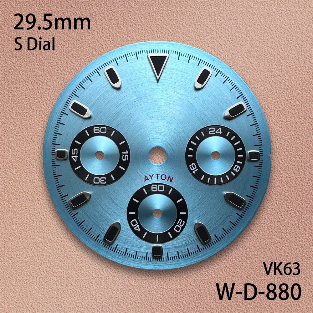 29.5mm DTN Panda S Dial Suitable For VK63 Movement Green Luminous Quality CD Pattern Watch Modification Accessories