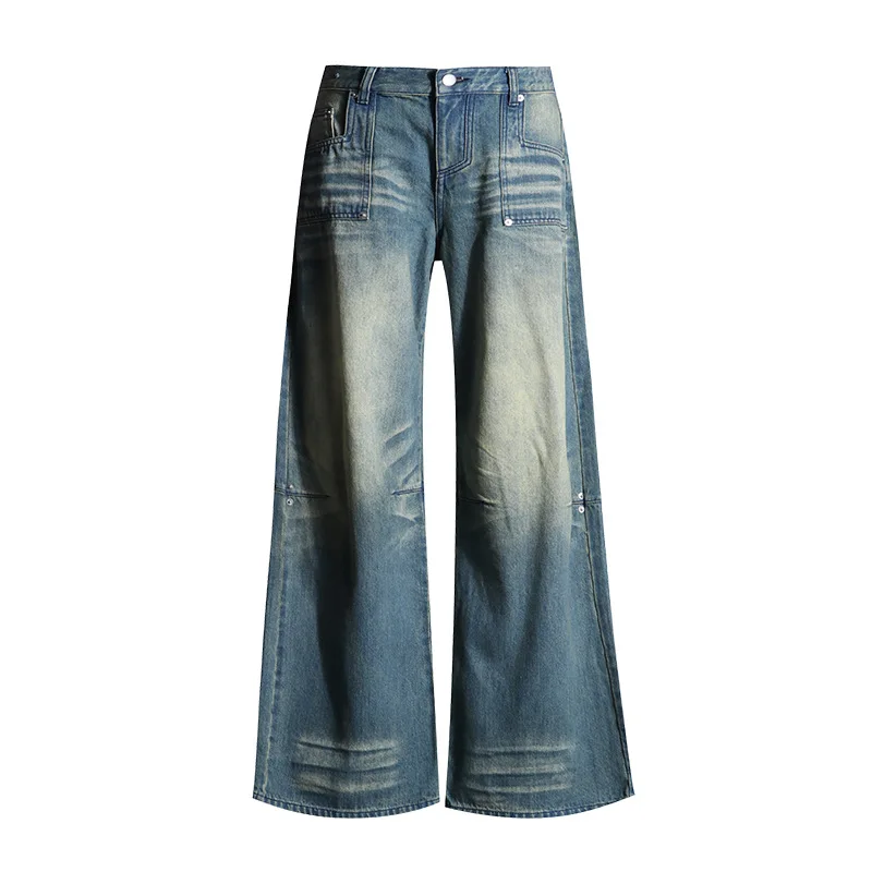 Dames Jeans Gebleekt Distressed Straight Jean Denim Enkellange Broekzakken High Street Mid Taille Vintage Losgewassen