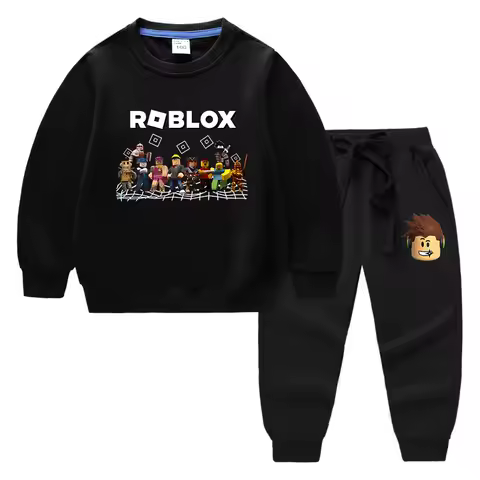 Game Roblox Spring and Autumn New Girl Student Children's Hoodie Pants Cartoon Two Piece Set Baby Boy Casual Long Sleeve Set