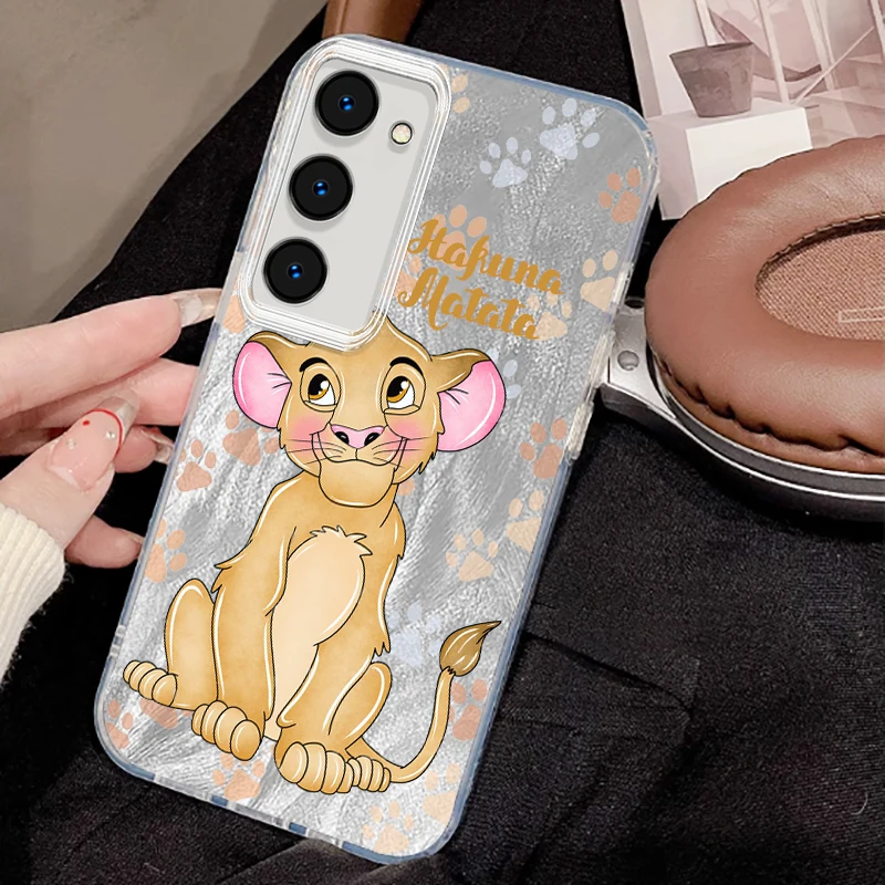 Disney The Lion King For Samsung S24 S23 S21 FE Plus Ultra A03 A25 A23 A22 A21S A15 A14 A12 5G Feather Yarn Cover Phone Case