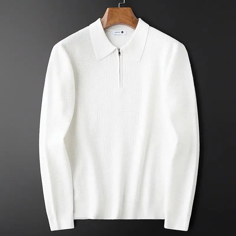 Pullover Winter Long Sleeve Male Sweatshirts Knit Mens Polo Shirts Polyester Bulk Sale Harajuku Fashion Elegant Korean Autumn Xl