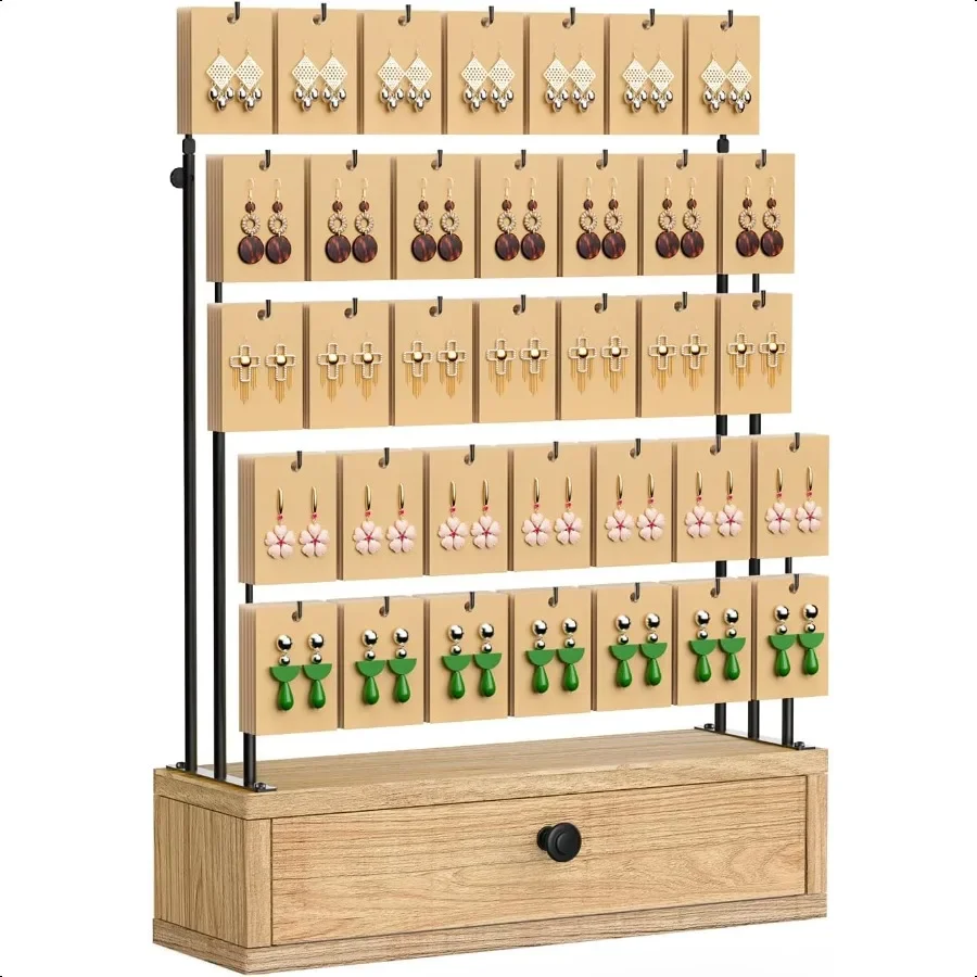 

5Tier Jewelry Display for Vendors Earring Holder Organizer with Storage Drawer Box Necklace Display Holder for Selling Earring