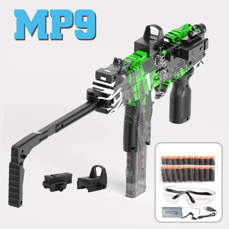 MP9 Toy Gun Electric Foam Dart Blaster Gun Soft Bullet Submachine Guns Automatic Armas For Adults Boys Children Outdoor Games