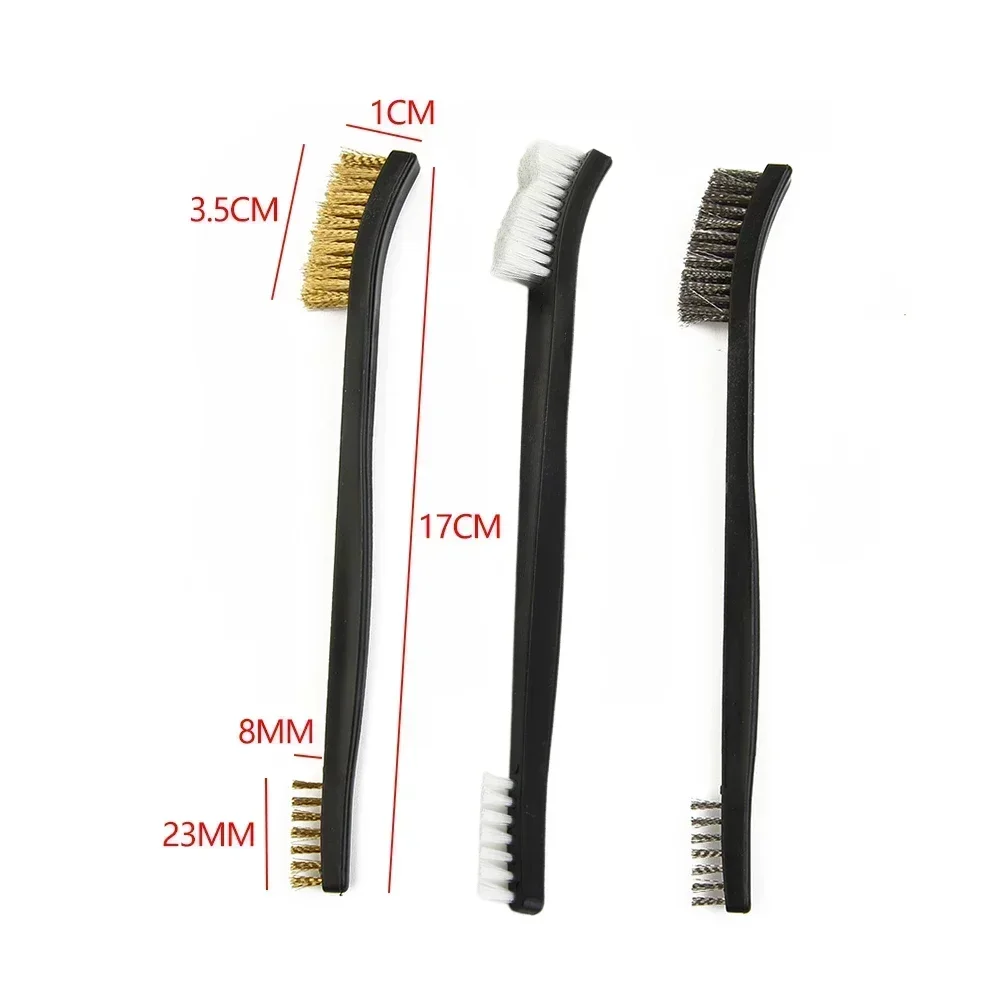 1pc Double Head Wire Brush Steel Brass Nylon Brushes For Cleaning Polishing Metal Corrosion Rust Remover Hand Tools