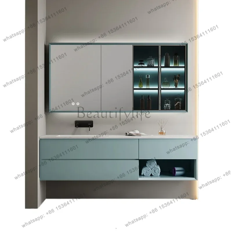 Modern simple bathroom cabinet combination Knaili integrated basin oak bathroom cabinet smart mirror cabinet