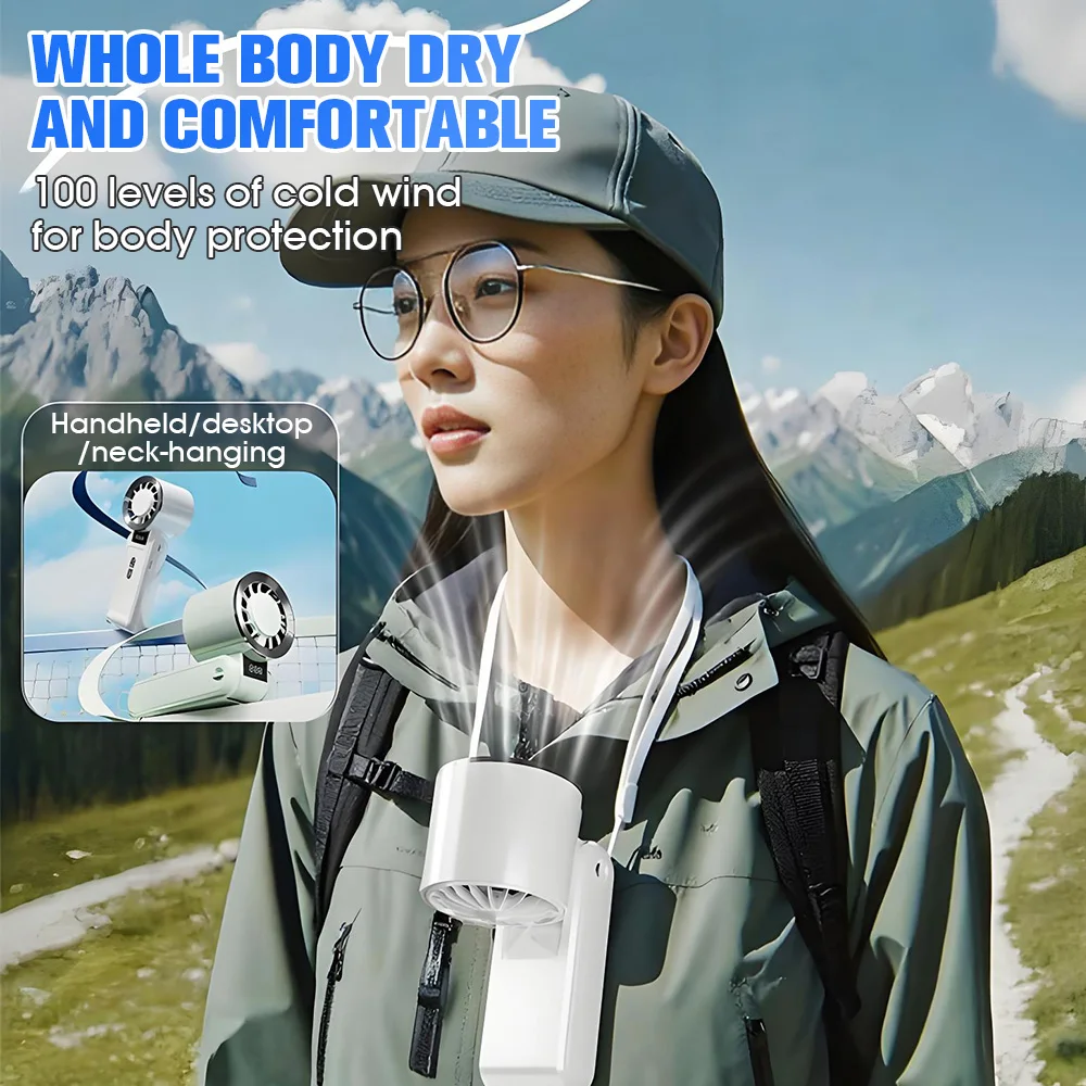 

New Foldable Ice Pack Fan Semiconductor Refrigeration Hung on The Neck Fans for Summer Outdoor Travel Portable Handheld Mini Fan