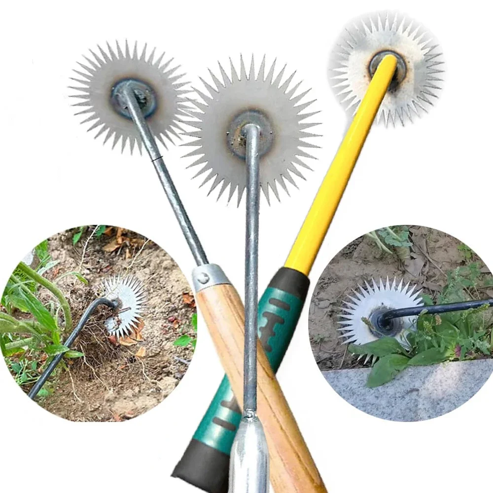 Manual Weed Remover Tool  for Lawn and Garden Sun Flower Shape Teeth Dual Purpose Manganese Steel Forged Hand Weeder